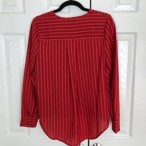 New BCBGMaxAzria Striped High-Low Faux Wrap Top - Picture 10 of 13